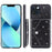 For iPhone 15 Plus Case Card Holder Kickstand PU Leather + TPU Glitter Phone Cover with Shoulder Strap - Black - 7
