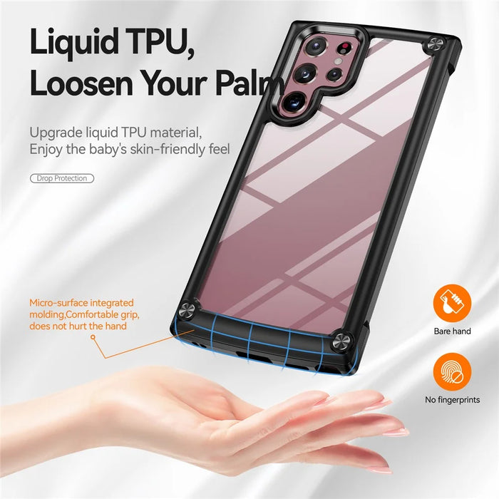 For Samsung Galaxy S23 Ultra PC + TPU Drop-proof Cover Electroplating Smartphone Protective Back Case - Black - 3