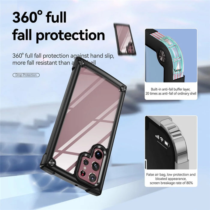 For Samsung Galaxy S23 Ultra PC + TPU Drop-proof Cover Electroplating Smartphone Protective Back Case - Black - 5