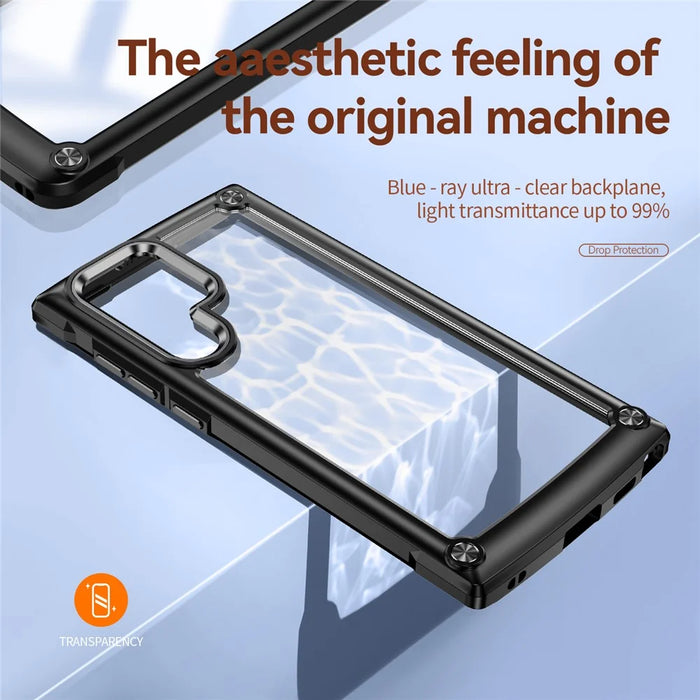For Samsung Galaxy S23 Ultra PC + TPU Drop-proof Cover Electroplating Smartphone Protective Back Case - Black - 7