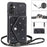 For Samsung Galaxy S25+ / S24+ Case Card Holder Kickstand PU Leather + TPU Glitter Phone Cover with Shoulder Strap - Black - 2