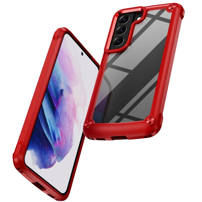 For Samsung Galaxy S23+ Metal Button Hard PC + TPU Drop-proof Cover Cellphone Anti-scratch Back Case - Red - 2