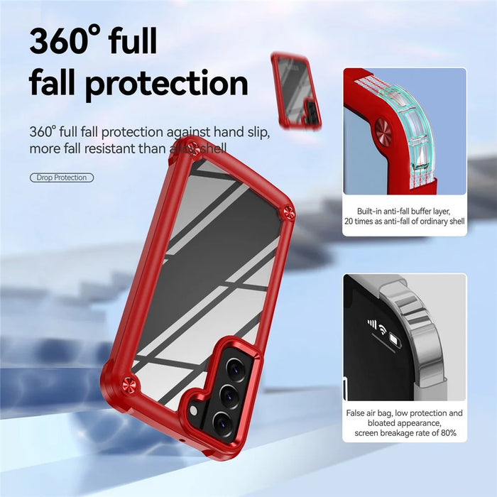For Samsung Galaxy S23+ Metal Button Hard PC + TPU Drop-proof Cover Cellphone Anti-scratch Back Case - Red - 5