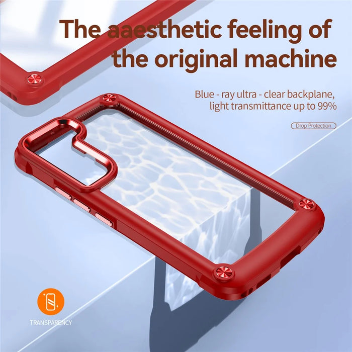 For Samsung Galaxy S23+ Metal Button Hard PC + TPU Drop-proof Cover Cellphone Anti-scratch Back Case - Red - 7