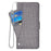 For iPhone 15 Pro Case Jean Cloth Texture PU Leather Wallet Phone Cover with Rotating Card Slots - Grey - 5