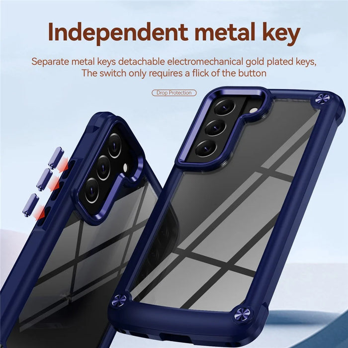 For Samsung Galaxy S23 PC + TPU Anti-drop Protective Cover Electroplating Anti-scratch Phone Back Case - Blue - 6
