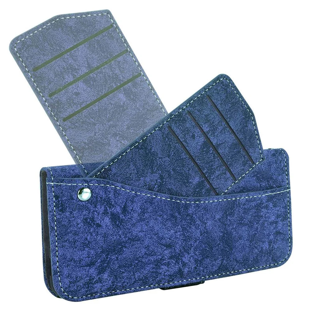 For iPhone 16 Pro Max Case Water-ink Painting Wallet PU Leather Phone Cover with Rotating Card Slots - Blue - 6