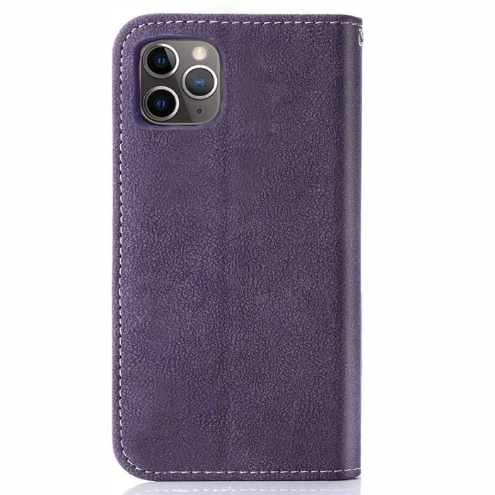 For iPhone 16 Pro Max Case Retro PU Leather Wallet Phone Cover with Rotating Card Slots Holder - Purple - 6