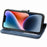 For iPhone 15 Case Retro PU Leather Wallet Phone Cover with Rotating Card Slots Holder - Blue - 3