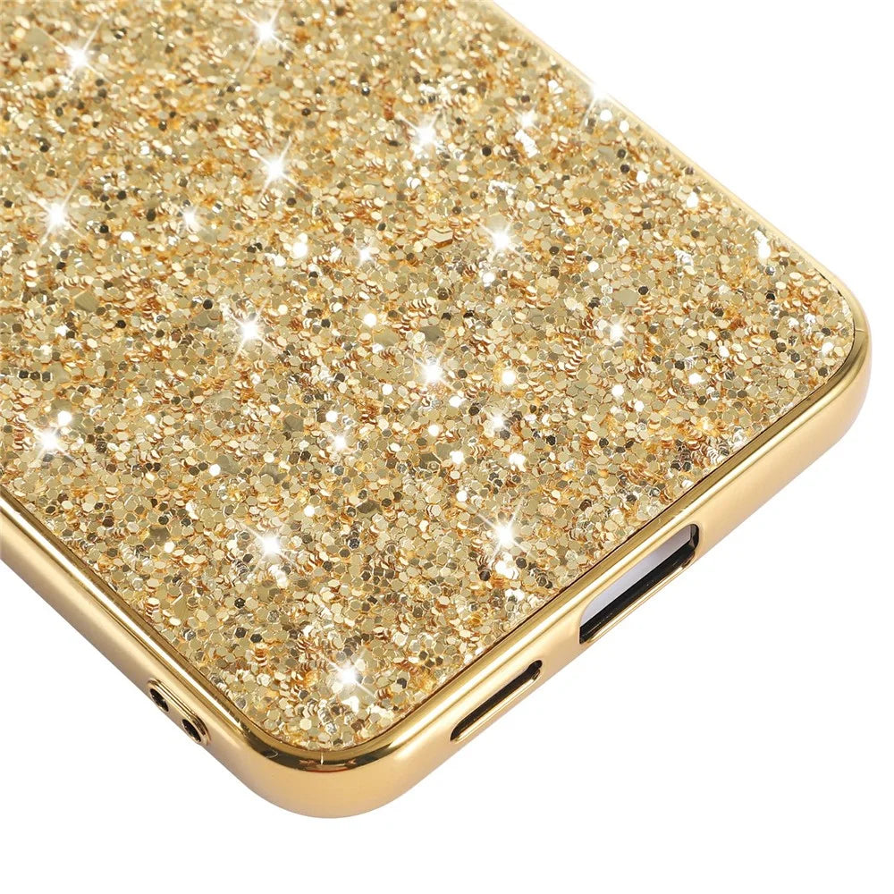 For Samsung Galaxy S25 FE Case TPU + PC Sparkling Glitter Phone Back Cover - Gold - 4