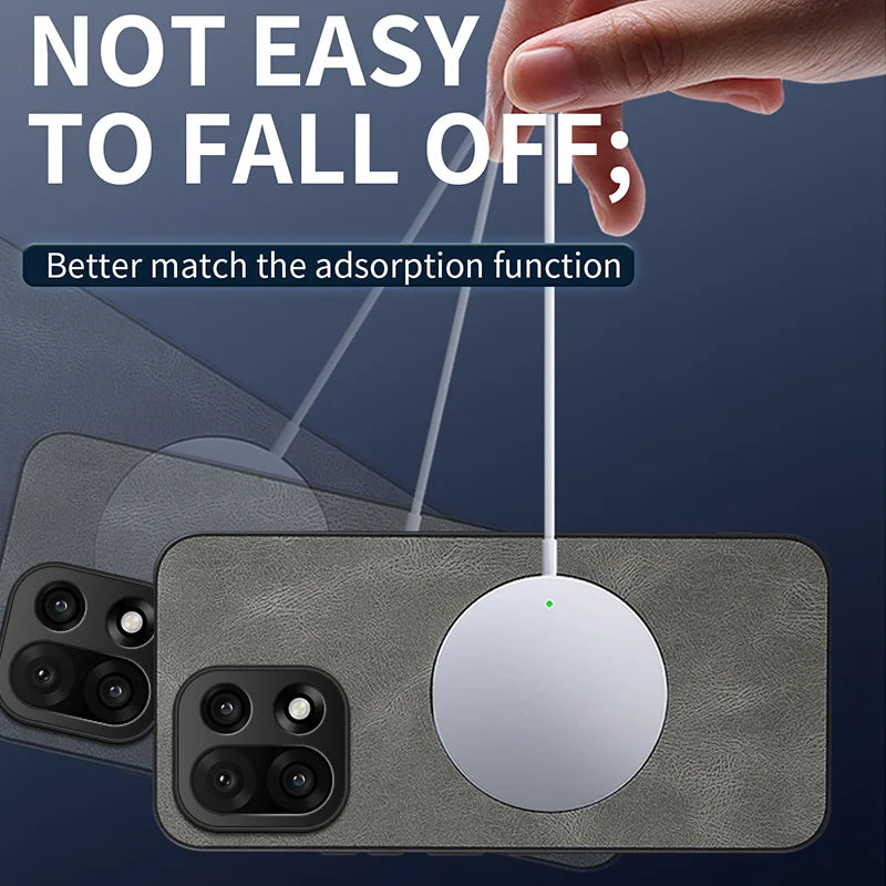 WANLONFENG For OnePlus 15 5G Magnetic Case  SD1 Series Nappa Texture PC TPU Phone Cover - Grey - 3