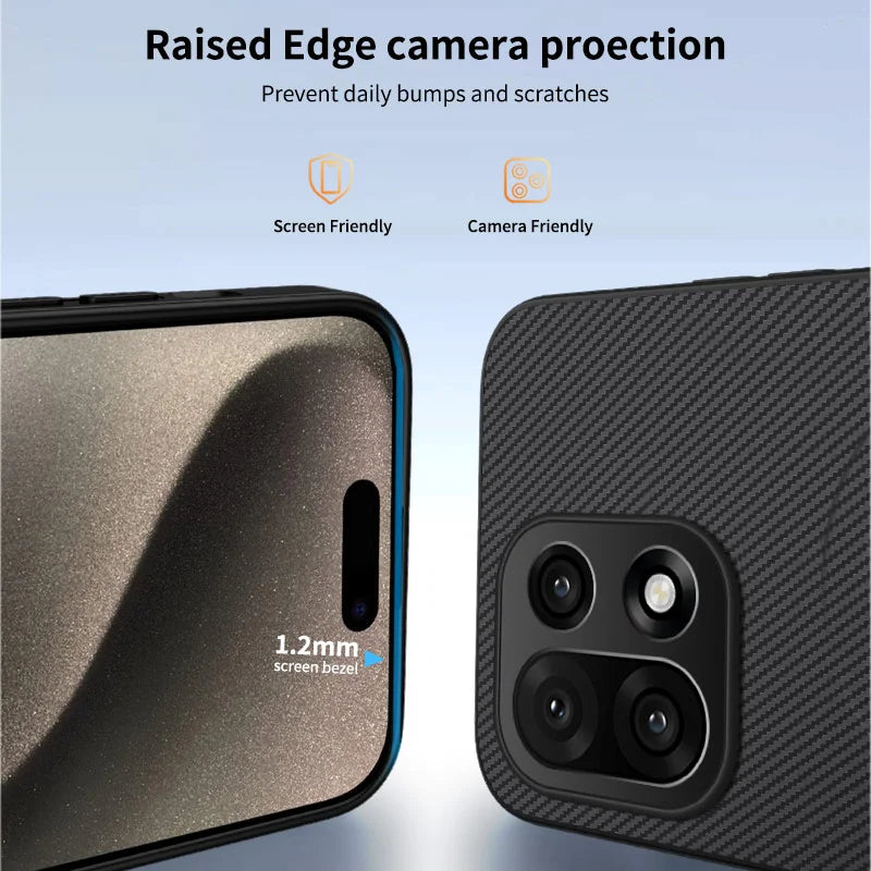 WANLONFENG For OnePlus 15 5G Magnetic Case  TQ Series Carbon Fiber Texture PC TPU Phone Cover - Black - 3
