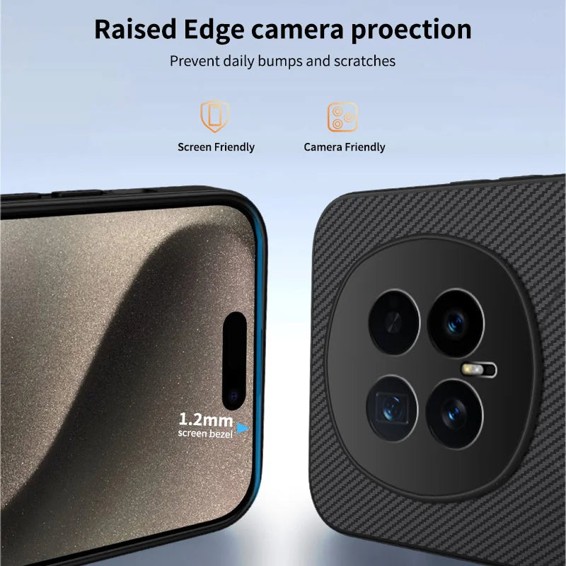 WANLONFENG For Honor Magic8 5G Magnetic Case  TQ1 Series Carbon Fiber Texture PC TPU Phone Cover with 2Pcs Screen Films - Black - 3
