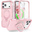 For iPhone 17 Pro Max Magnetic Case Kickstand Frosted TPU + PC Phone Cover with PET Screen Protector - Pink - 1