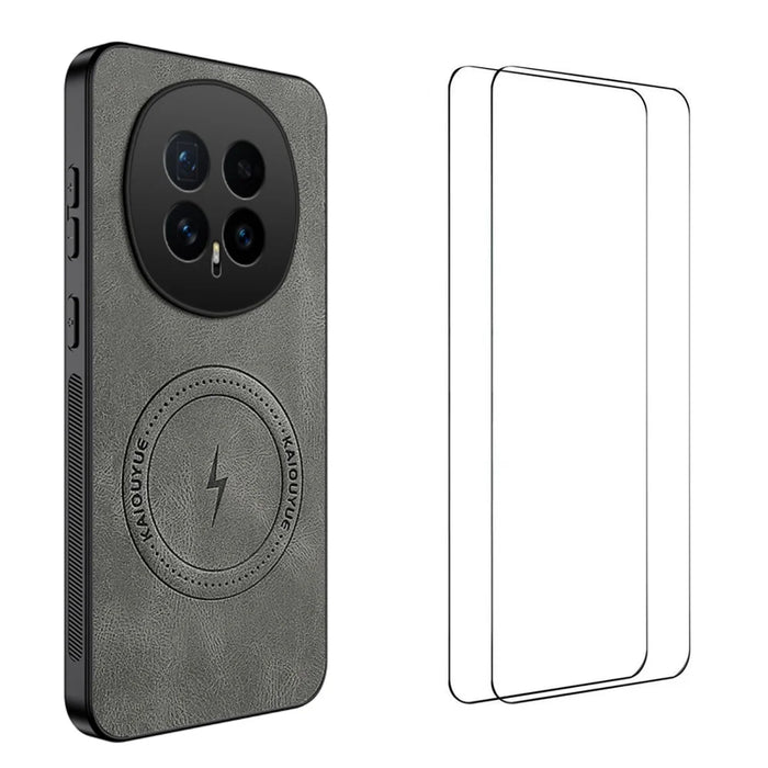 WANLONFENG For Honor Magic8 5G Magnetic Case  SD Series PC TPU Phone Cover with 2Pcs Screen Film - Grey - 1