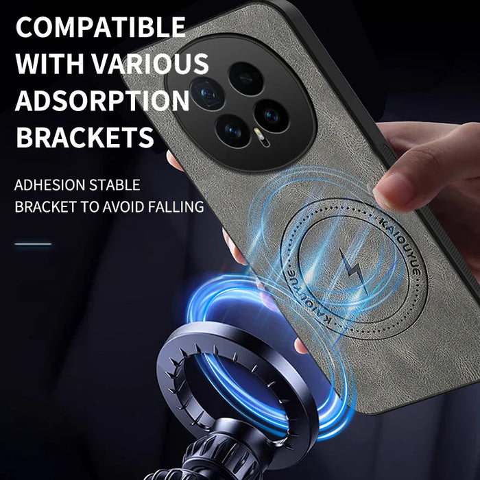 WANLONFENG For Honor Magic8 5G Magnetic Case  SD Series PC TPU Phone Cover with 2Pcs Screen Film - Grey - 6