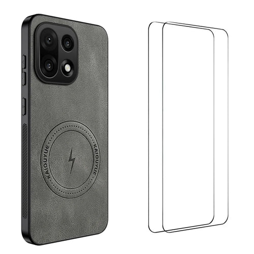 WANLONFENG For OnePlus 15 5G Magnetic Case  SD Series PC TPU Phone Cover with 2Pcs Screen Film - Grey - 1