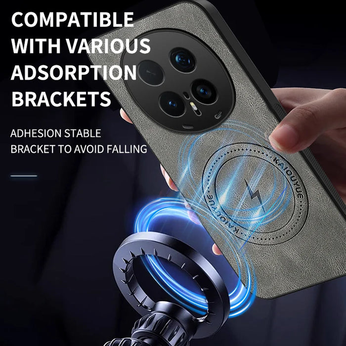 WANLONFENG For Honor Magic8 Pro 5G Magnetic Case  SD Series PC TPU Phone Cover with 2Pcs Screen Film - Grey - 6