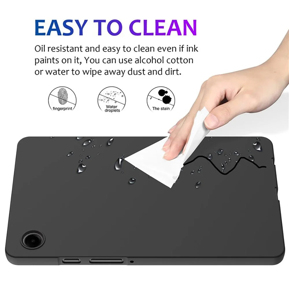 For Samsung Galaxy Tab A9 Case Liquid Silicone Anti-Scratch Tablet Cover - Black - 3