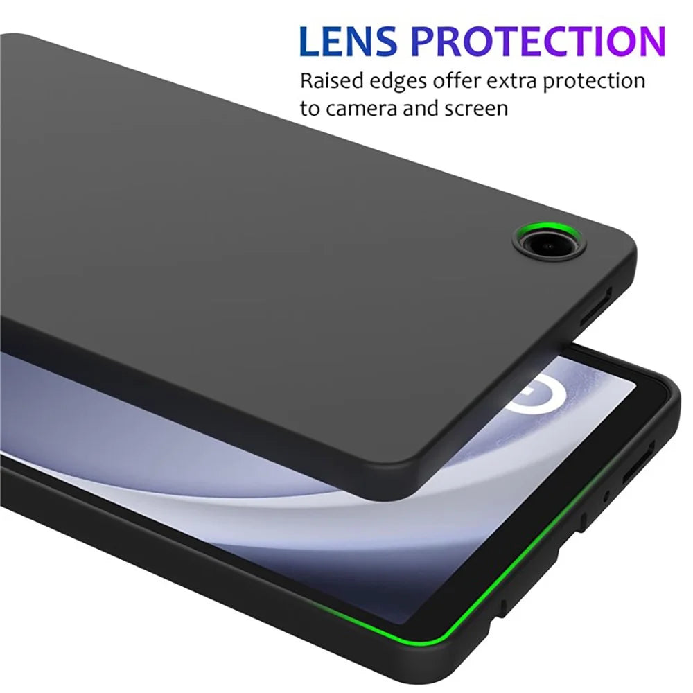 For Samsung Galaxy Tab A9 Case Liquid Silicone Anti-Scratch Tablet Cover - Black - 5