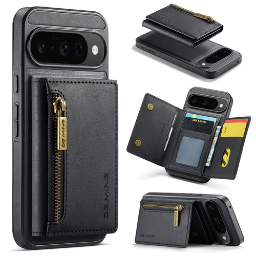 DG.MING M5 Series For Google Pixel 10  /  10 Pro Case Detachable Magnetic Leather Phone Cover with Card Slots - Black - 1