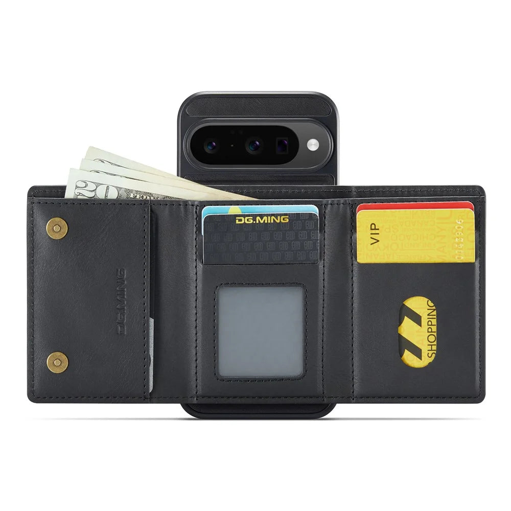 DG.MING M6 Series For Google Pixel 10  /  10 Pro Case Magnetic Wallet PU + PC + TPU Phone Cover - Black - 2