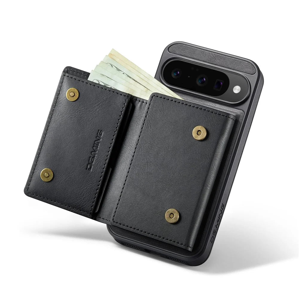 DG.MING M6 Series For Google Pixel 10  /  10 Pro Case Magnetic Wallet PU + PC + TPU Phone Cover - Black - 3