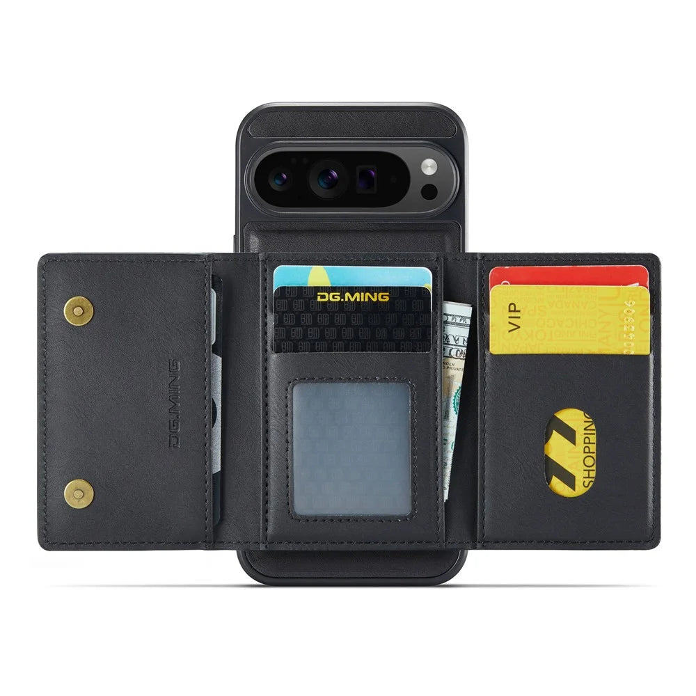 DG.MING M5 Series For Google Pixel 10 Pro XL Case Detachable Magnetic Leather Phone Cover with Card Slots - Black - 2