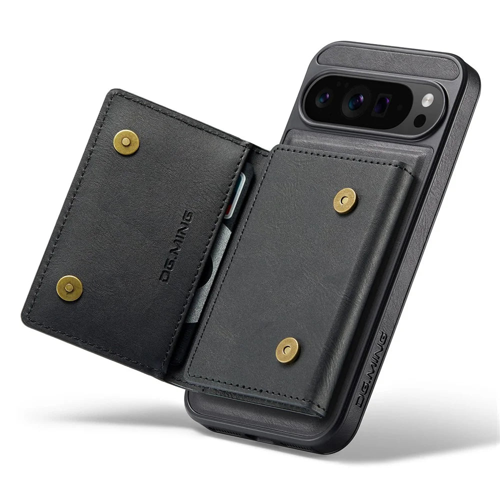 DG.MING M5 Series For Google Pixel 10 Pro XL Case Detachable Magnetic Leather Phone Cover with Card Slots - Black - 3