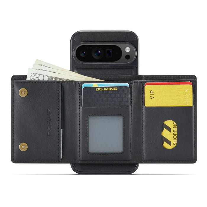 DG.MING M6 Series For Google Pixel 10 Pro XL Case Magnetic Wallet PU + PC + TPU Phone Cover - Black - 2