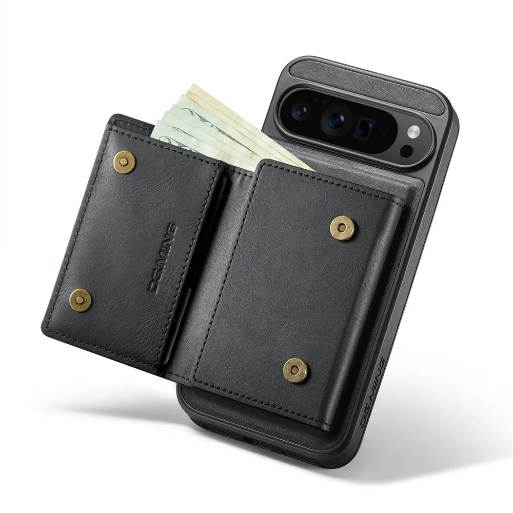 DG.MING M6 Series For Google Pixel 10 Pro XL Case Magnetic Wallet PU + PC + TPU Phone Cover - Black - 3