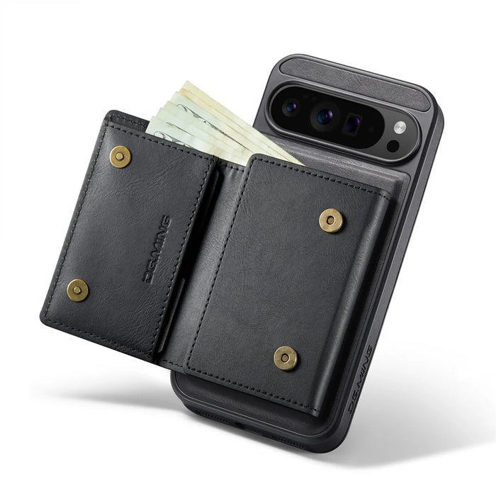 DG.MING M6 Series For Google Pixel 10 Pro XL Case Magnetic Wallet PU + PC + TPU Phone Cover - Black - 3
