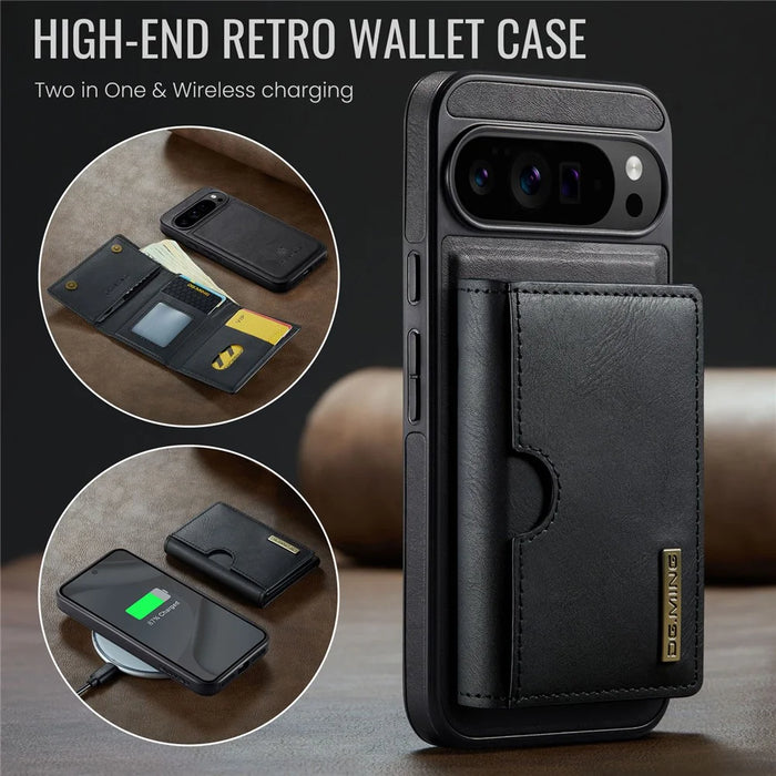 DG.MING M6 Series For Google Pixel 10 Pro XL Case Magnetic Wallet PU + PC + TPU Phone Cover - Black - 7