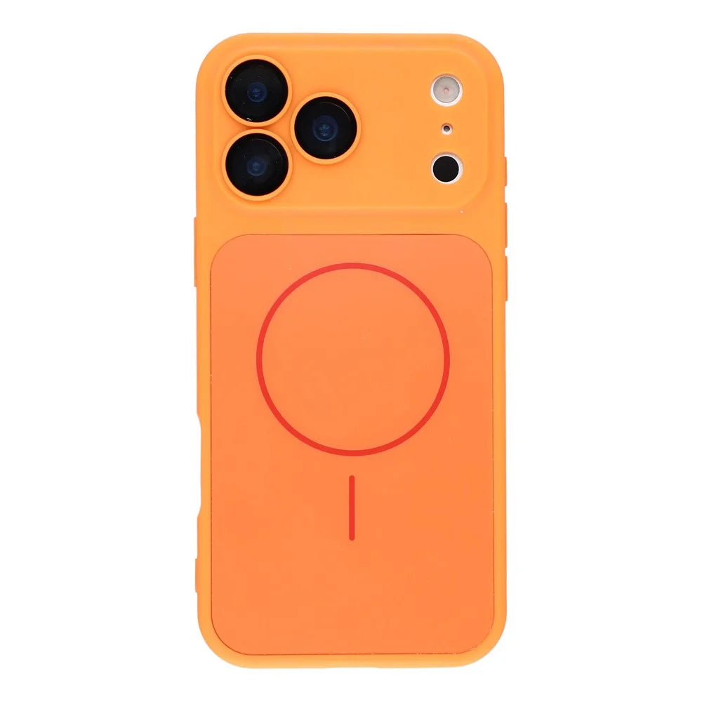 For iPhone 17 Pro Case Compatible with MagSafe Skin Touch TPU PC Phone Back Cover with Camera Lens Protector - Orange - 3