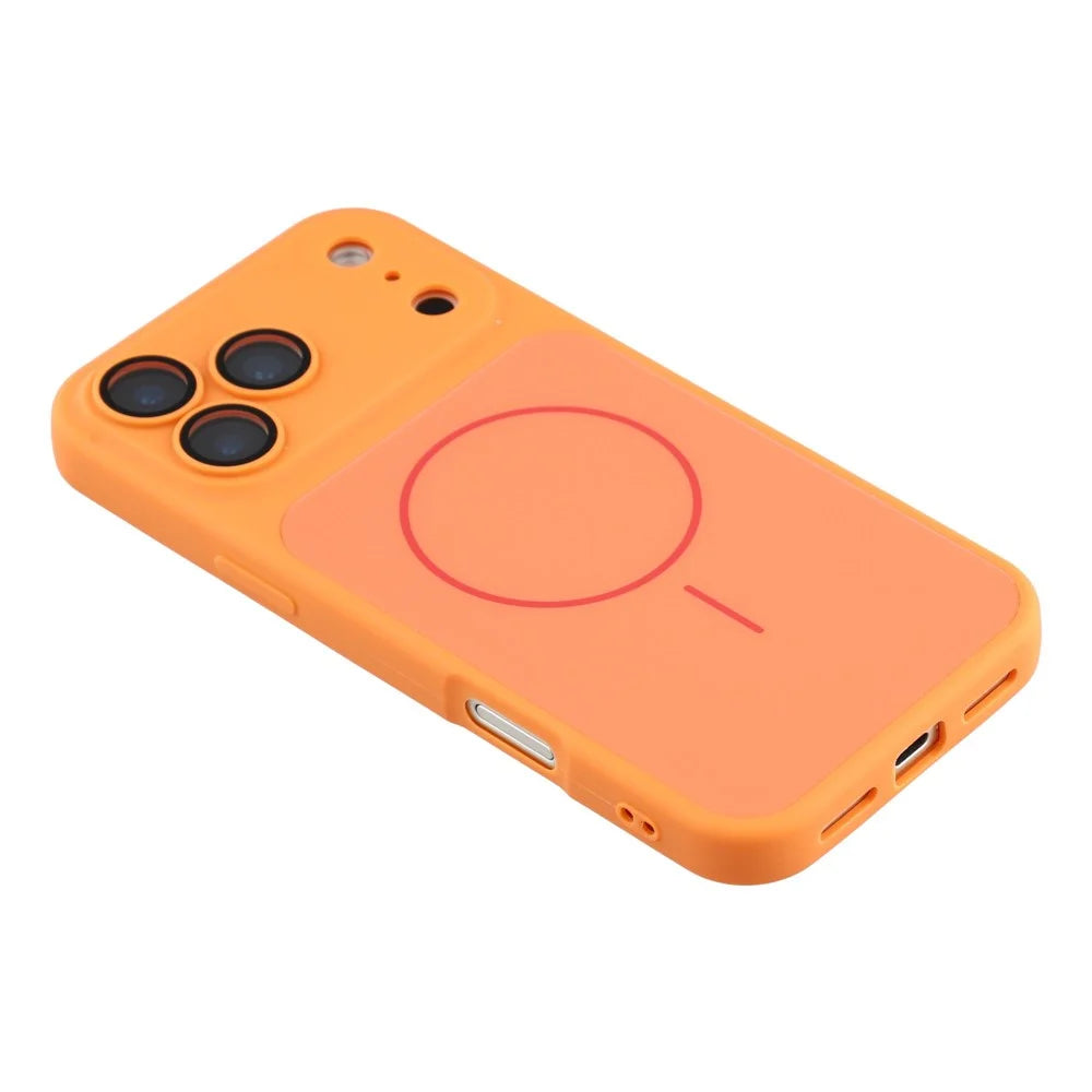For iPhone 17 Pro Case Compatible with MagSafe Skin Touch TPU PC Phone Back Cover with Camera Lens Protector - Orange - 4