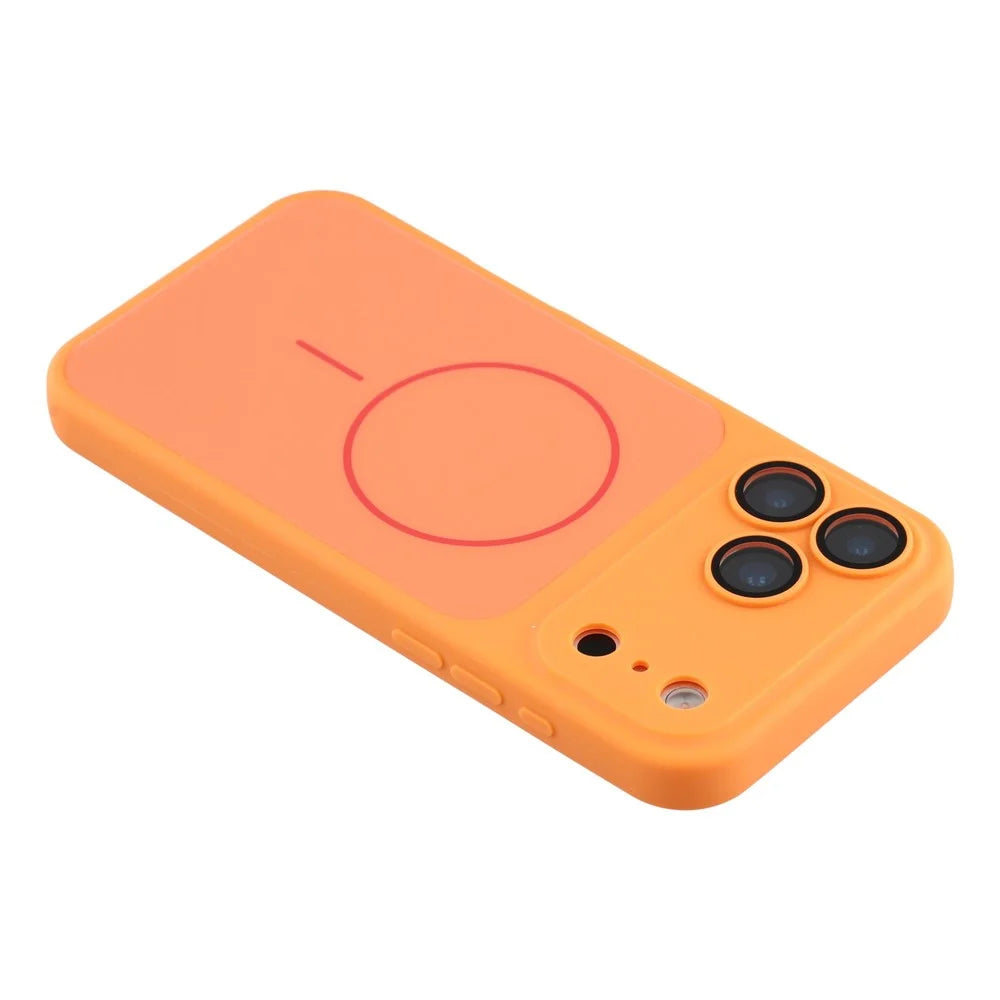 For iPhone 17 Pro Case Compatible with MagSafe Skin Touch TPU PC Phone Back Cover with Camera Lens Protector - Orange - 5