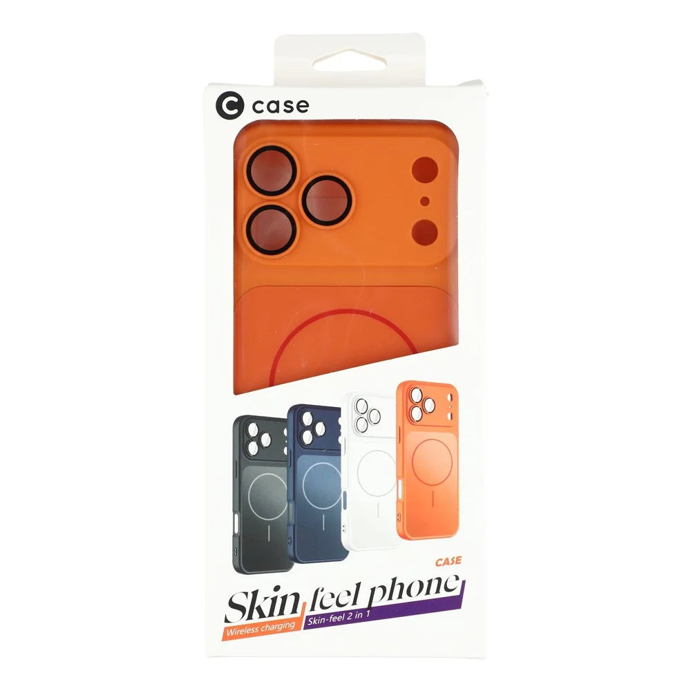 For iPhone 17 Pro Case Compatible with MagSafe Skin Touch TPU PC Phone Back Cover with Camera Lens Protector - Orange - 7