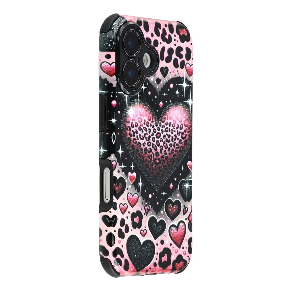 For iPhone 17 Case IMD Pattern Design Corner Protection PC + TPU Phone Cover - Love Heart - 1