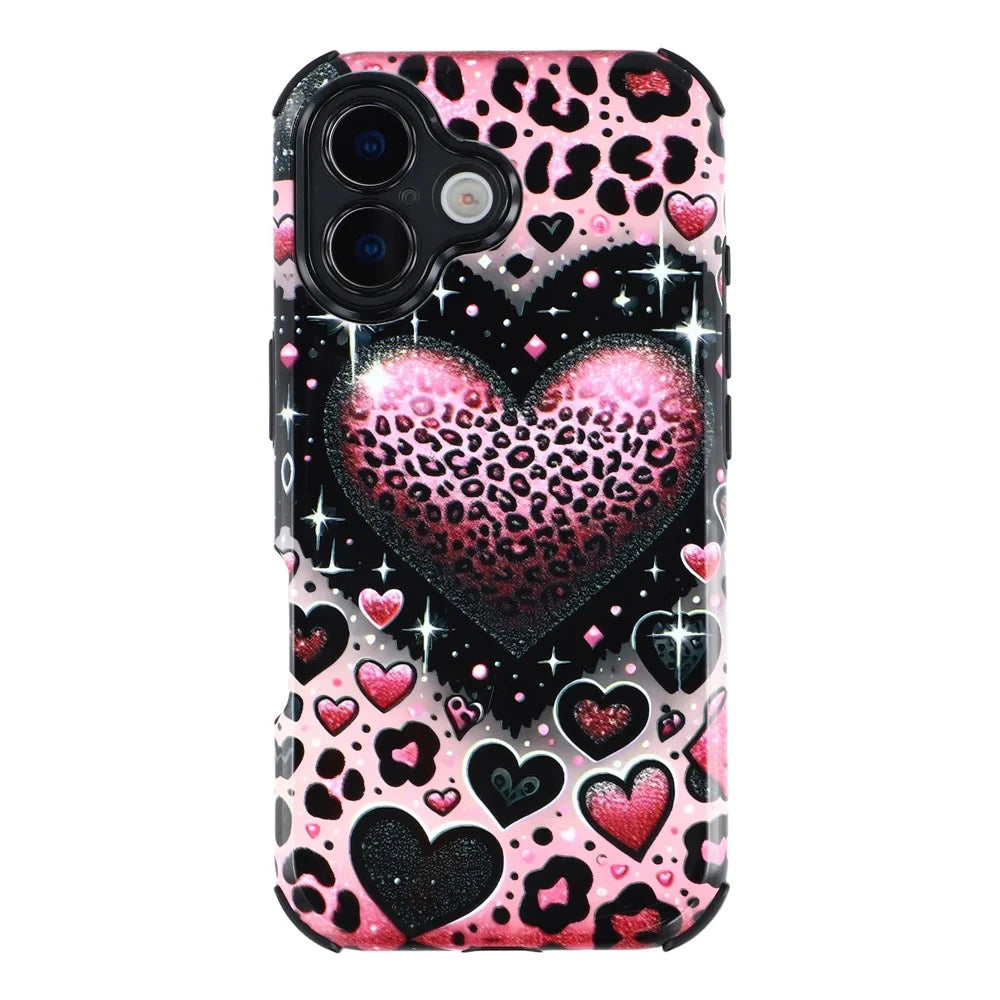 For iPhone 17 Case IMD Pattern Design Corner Protection PC + TPU Phone Cover - Love Heart - 3