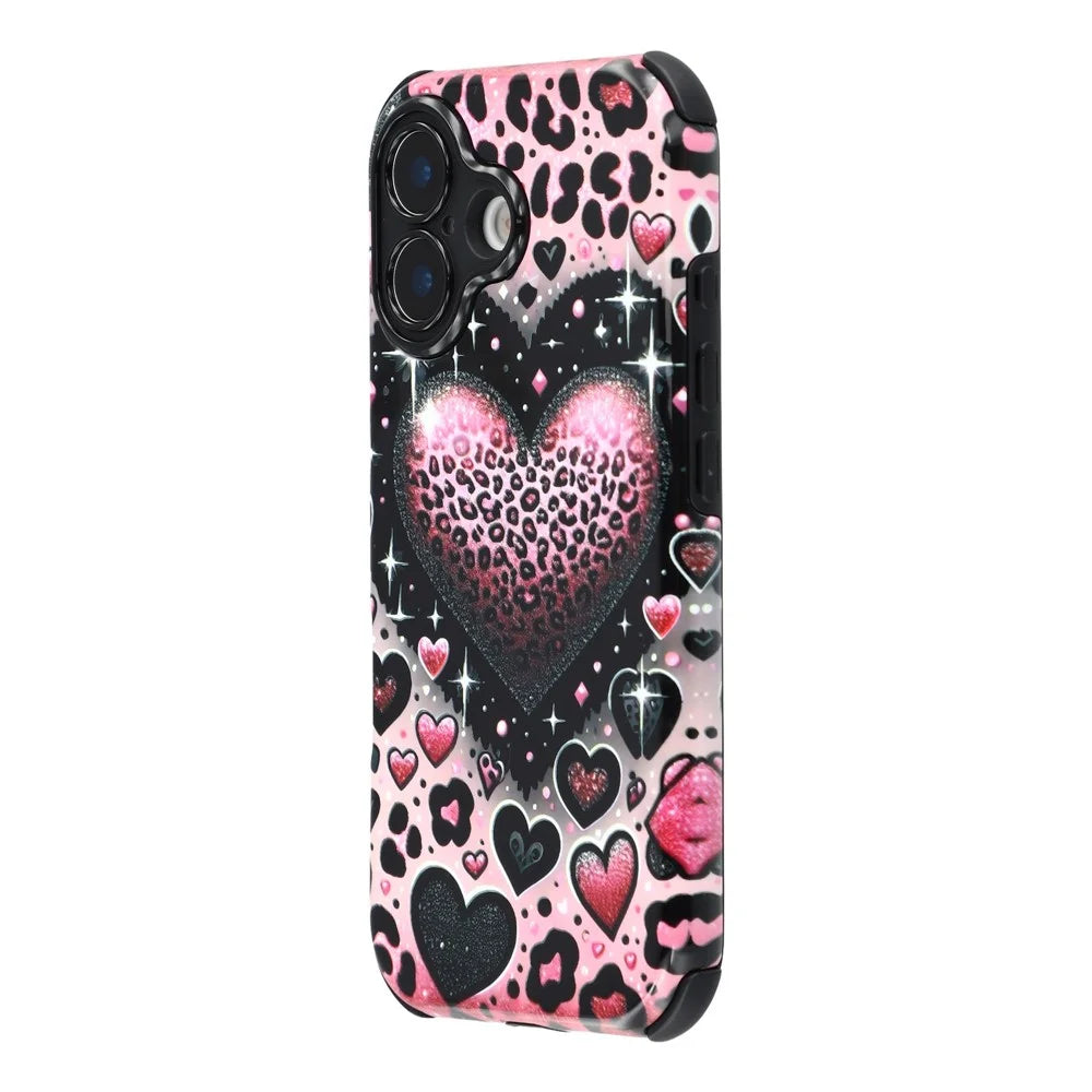 For iPhone 17 Case IMD Pattern Design Corner Protection PC + TPU Phone Cover - Love Heart - 4