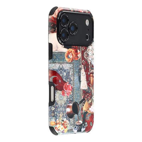 For iPhone 17 Pro Max Case IMD Pattern Design Corner Protection PC + TPU Phone Cover - Vintage Collage - 1