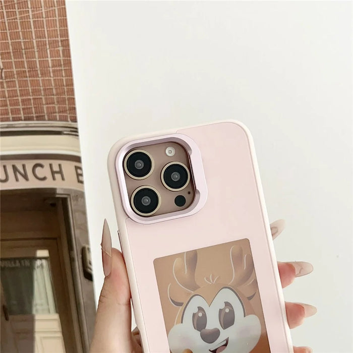For iPhone 16 Pro Smart E-Ink Magnetic Case Lens Kickstand 4 Color HD 4 inch Display NFC DIY Customized Screen - Pink - 5