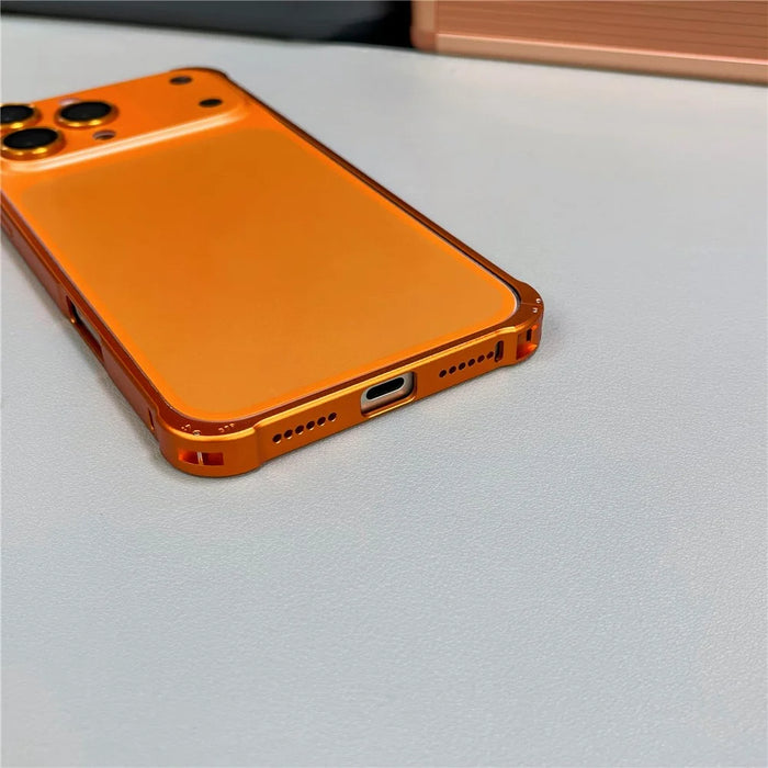 For iPhone 15 Pro Max Metal Case Transfer to 17 Pro Max Phone Cover with Camera Lens Protector - Blue - 6