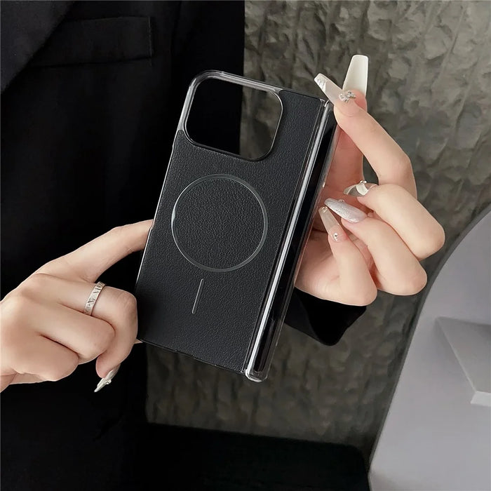 For Google Pixel 10 Pro Fold Phone Magnetic Case Leather + PC Protective Cover - Grey - 4