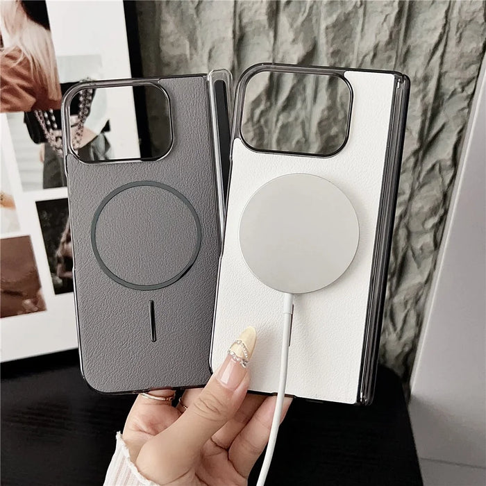 For Google Pixel 10 Pro Fold Phone Magnetic Case Leather + PC Protective Cover - Grey - 5