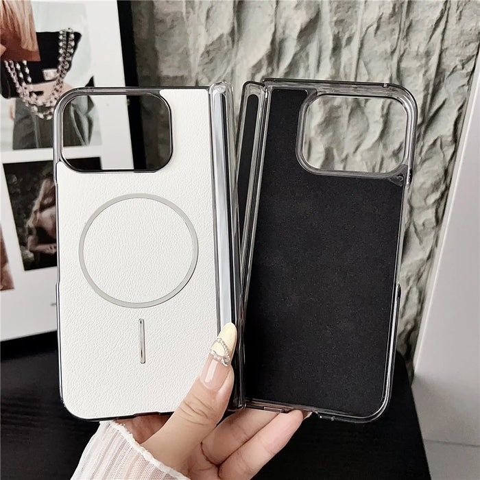 For Google Pixel 10 Pro Fold Phone Magnetic Case Leather + PC Protective Cover - Grey - 6