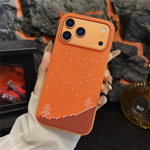 For iPhone 17 Pro Max Magnetic Case Orange Synthetic Fiber + PC Phone Back Cover - Winter Snow - 1
