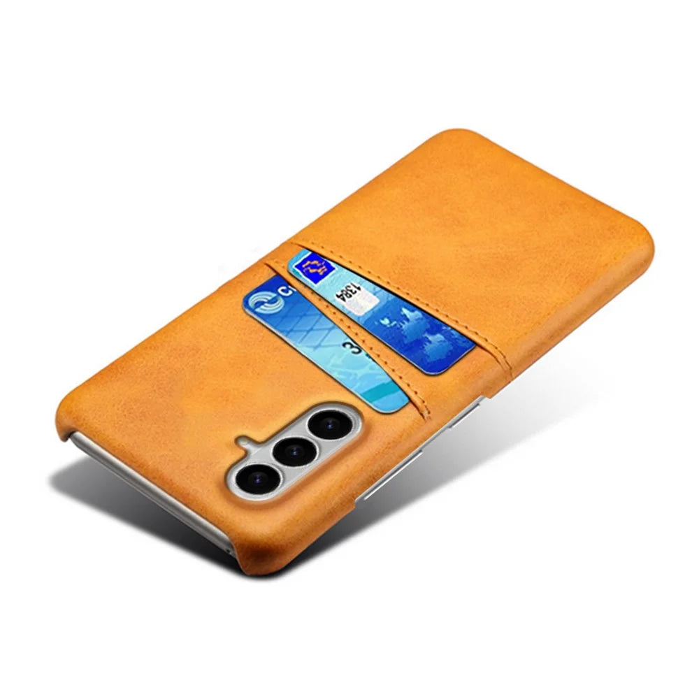 For Samsung Galaxy S26 Case Dual Card Slots PU Leather + Hard PC Phone Cover - Orange - 3
