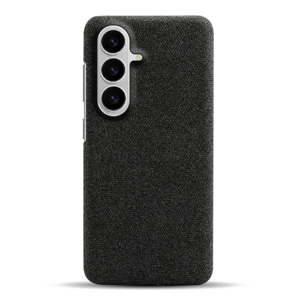 For Samsung Galaxy S26 Phone Case Cloth Texture Anti-Scratch Protective PC Back Cover - Black - 1