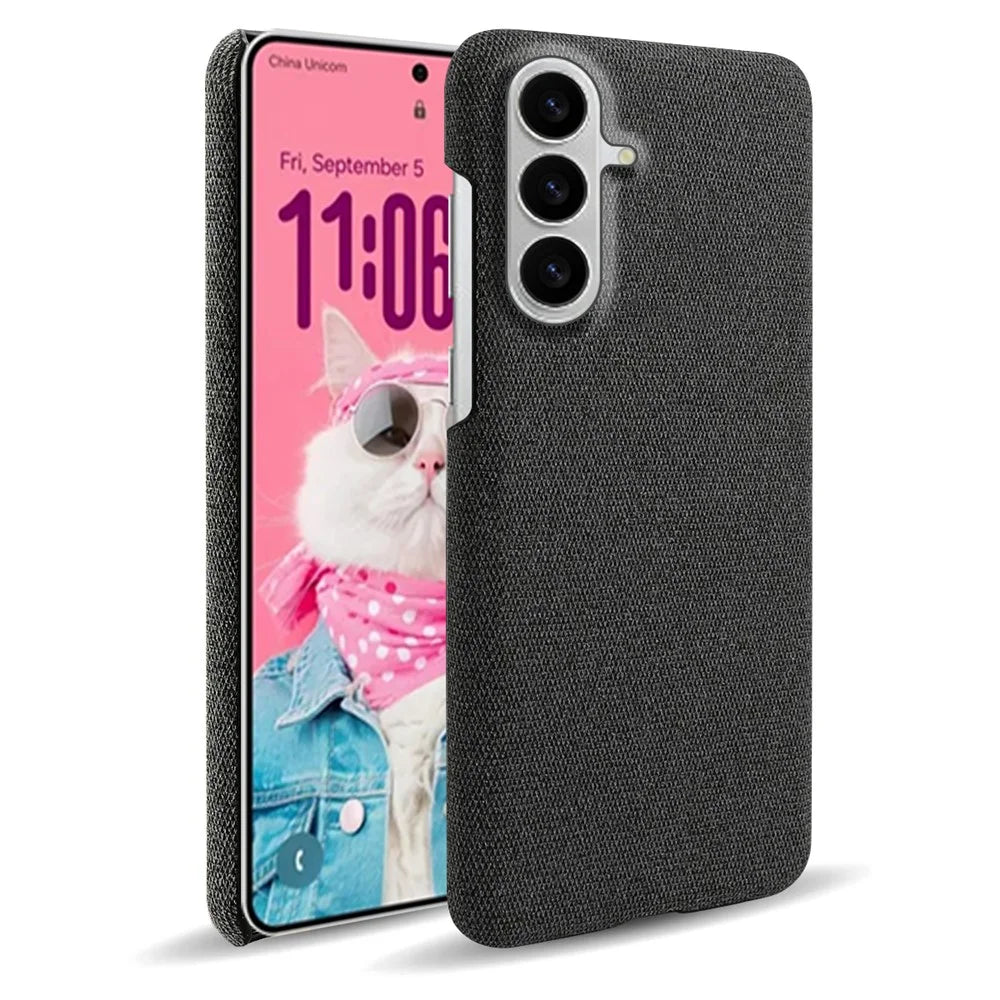 For Samsung Galaxy S26 Phone Case Cloth Texture Anti-Scratch Protective PC Back Cover - Black - 2